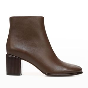 Vince Maggie Leather Zip Ankle Bootiesnce ,38.5,brown.